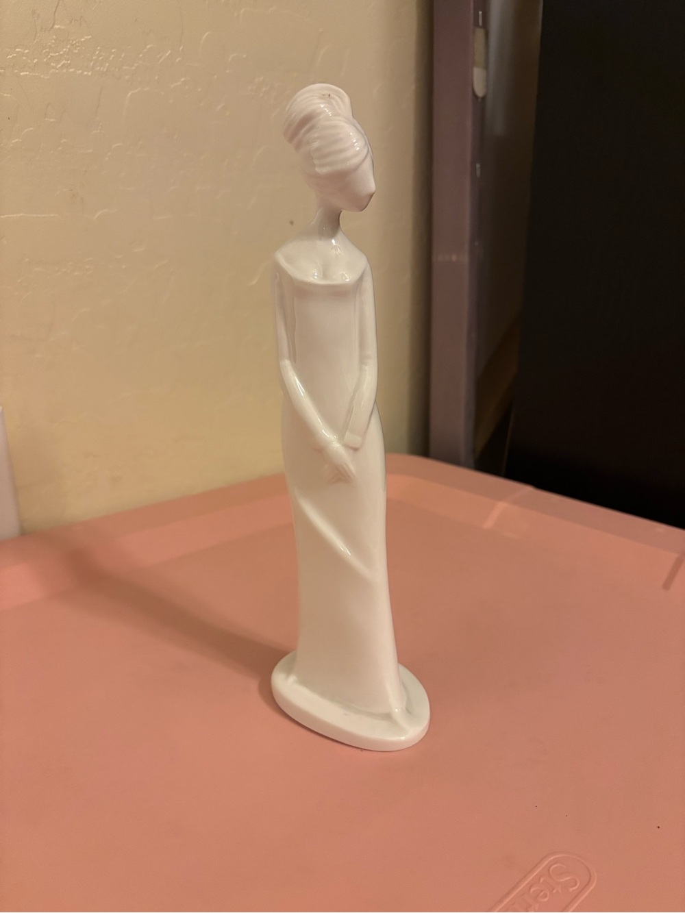 White Ceramic Standing Female Figurine - Minimalist Home Accent